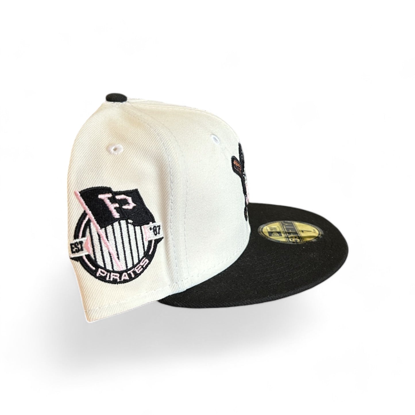 PITTSBURGH PIRATES "PINK BANNED MASK" '87 FLAG PATCH NEW ERA 59FIFTY HAT