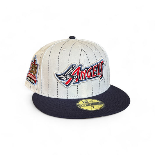 ANAHEIM ANGELS "RETRO PINSTRIPE" SCRIPT 50TH ANNIVERSARY NEW ERA 59FIFTY HAT