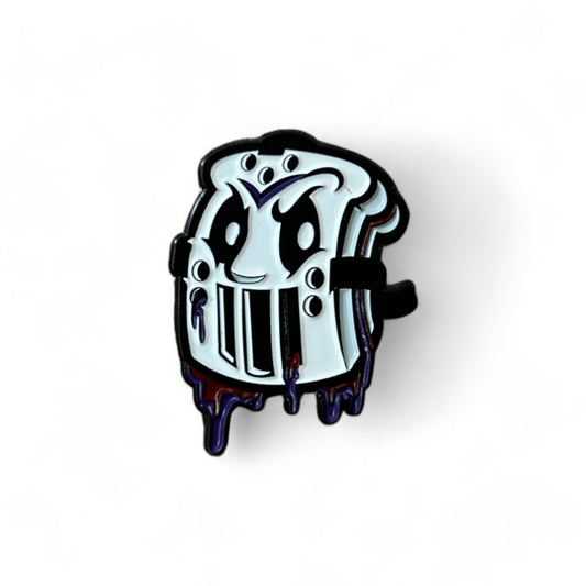 PINKBOTTOMJUS PURPLE HOCKEY MASK PIN