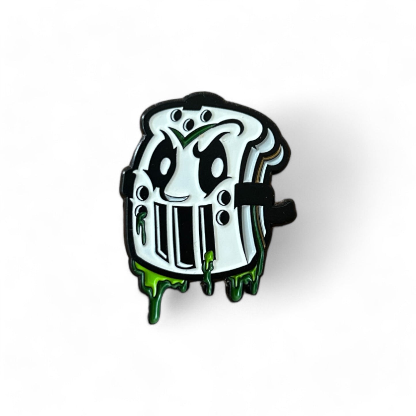 PINKBOTTOMJUS GREEN HOCKEY MASK PIN