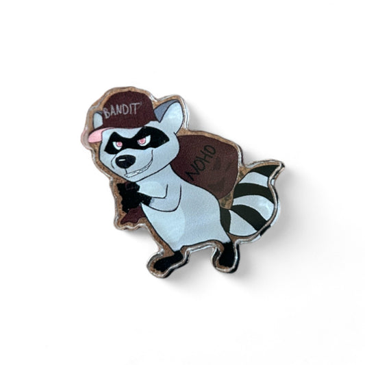 NOHO PINK MOCHA RACCOON BANDIT PIN