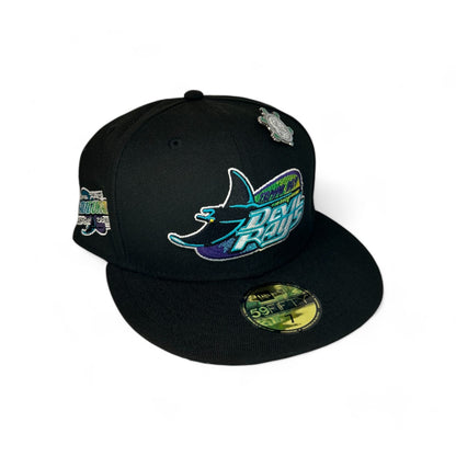 TAMPA BAY DEVIL RAYS "BLACK DOME" 1998 INAUGAURAL SEASON NEW ERA 59FIFTY HAT BLACK/GREEN