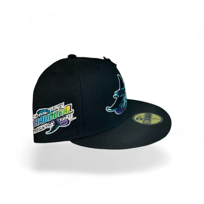 TAMPA BAY DEVIL RAYS "BLACK DOME" 1998 INAUGAURAL SEASON NEW ERA 59FIFTY HAT BLACK/GREEN