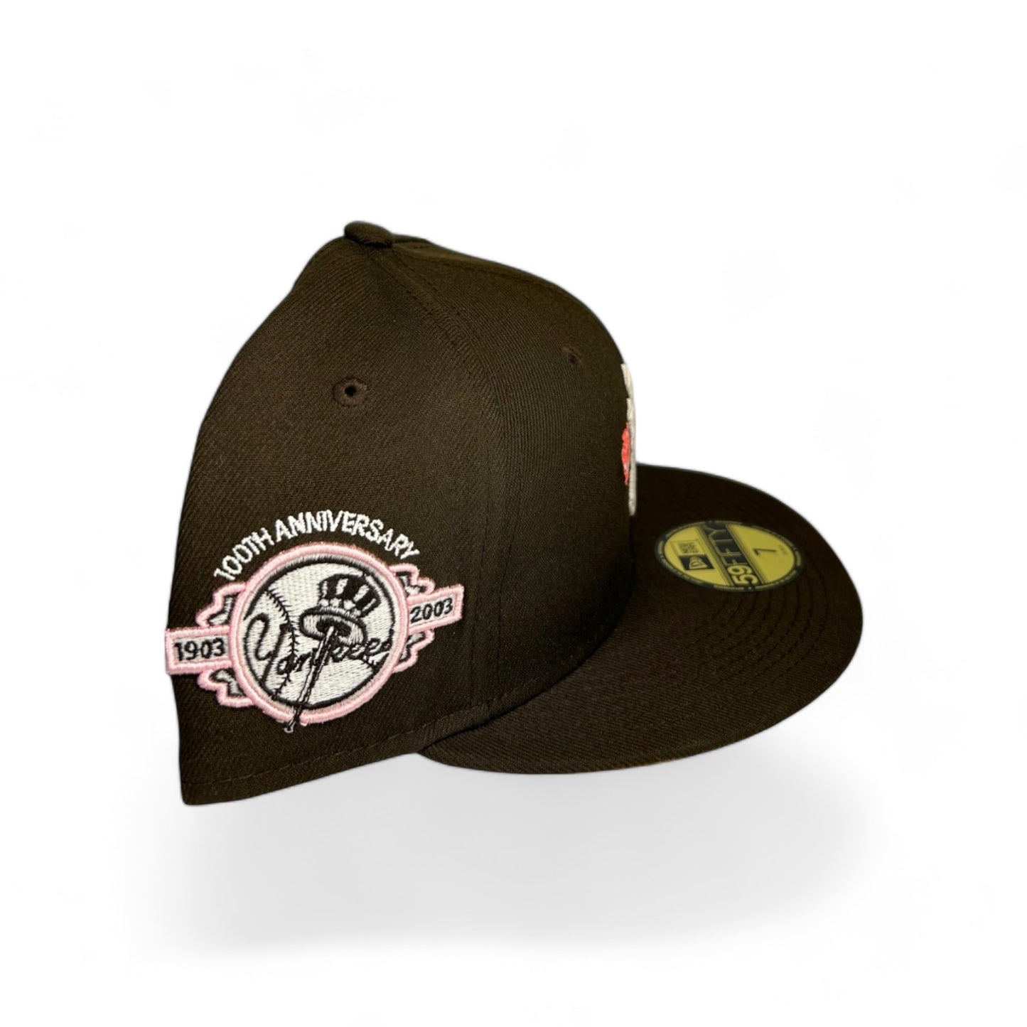 NEW YORK YANKEES MOCHA PINK ROSE 100TH ANNIVERSARY NEW ERA 59FIFTY HAT