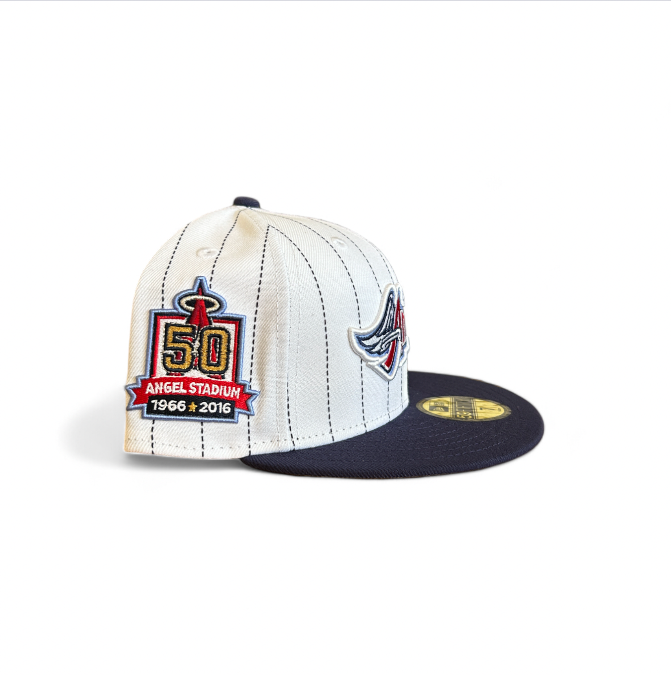 ANAHEIM ANGELS "RETRO PINSTRIPE" SCRIPT 50TH ANNIVERSARY NEW ERA 59FIFTY HAT